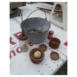 PRIMITIVE MIXING JAR, GALVANIZED BUCKET & MORE