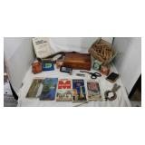 Old road maps safety razors Jewelry Box Close