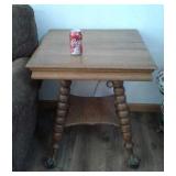 ANTIQUE OAK QUARTER SAWN- GLASS BALL & CLAW FOOT