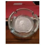 VINTAGE CLEAR GLASS PLAYBOY ASHTRAY