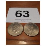 2) 1976 D EISHENHOWER SILVER DOLLARS
