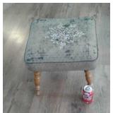 Vintage Needlepoint Worn Stool