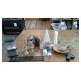 CANDLES, CANDLE HOLDERS, MISC. HOUSEHOLD ITEMS