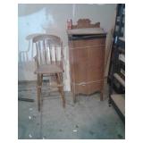 VINTAGE HIGH CHAIR & CABINET both rough shape