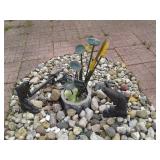 OUTDOOR GLIDER, FIRE-PIT, SHEPHERDS HOOK & MORE