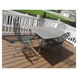 PATIO TABLE, CHAIRS & UMBRELLA