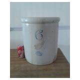 6 GAL. RED WING STONE CROCK has hairline crack&