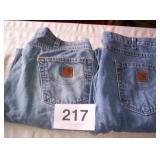 2 PR CARHART JEANS 38 X 32