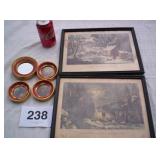 2 CURRIER AND IVES PICTURES, OTHER SMALL