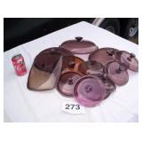 BROWN GLASS LIDS VARIOUS SIZES