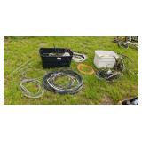Two totes of copper & aluminum wire, hose & more