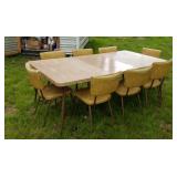 Retro 1960 dining table with 8 chairs.