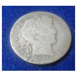 1911 BARBER SILVER HALF DOLLAR