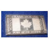 20 GRAMS .999 FINE PURE SILVER BAR