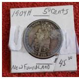 1904H SILVER NEW FOUNDLAND 50 CENT COIN