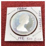 1981 SILVER CANADIAN ONE DOLLAR - TRAIN COIN