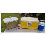 Two falstaff coolers & RUBBERMAID.