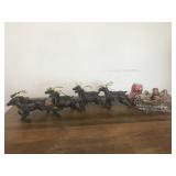Vintage Cast Iron Santa, Sleigh & Reindeer