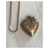 14k. Gold Chin, 10k. Gold Heart Locket 1.93Grams