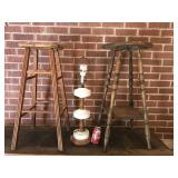 Wooden stools, Retro Lamp