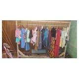 Clothing rack with vintage clothing