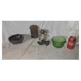 Cast Iron match safe carnival glass  dep glass.