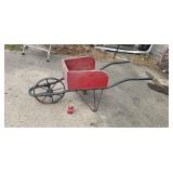 Lawn art steel wheel barrel