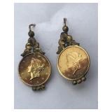 Pair of Gold Dollar Earrings 4.38 Grams