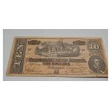 1864 CONFEDERATE 10 DOLLAR BILL