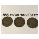 1901 Indian Head Pennies