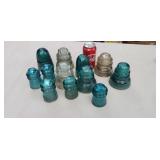 Glass insulators.