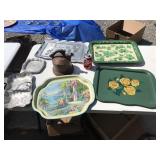 Solid Copper Tea Kettle, Retro Trays