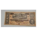 1864 CONFEDERATE 10 DOLLAR NOTE
