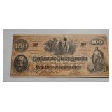 1862 CONFEDERATE 100 DOLLAR BILL