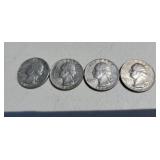 4 1964 Silver Quarters