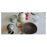 Cast Iron Skillet, Flag Topper, Coffee Dish, Tin