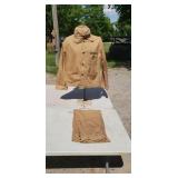 WWII USMC 3 pocket utility pants & cap.