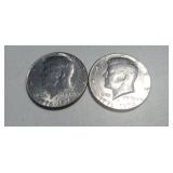 2 Silver Kennedy Half Dollars 1776-1976
