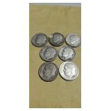 3-1954, 2-1951, 2-1950 Silver Dimes