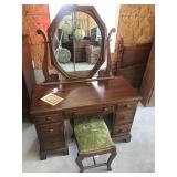 Vtg. Black Walnut Vanity