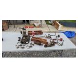 Brass blowtorch hay hooks wood plane