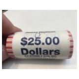 James Madison Dollar Gold Toned $25 Roll