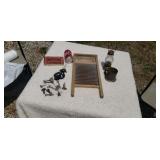 Lingerie wash board & other antiques.