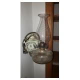 Kerosene wall bracket lamp with Mercury shade