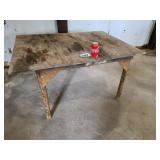 STEEL FRAME TABLE W/WOOD TOP