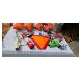 Slow moving sign  life vest  elc knife  fire