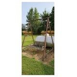 Lawn swing on portable frame.