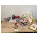 THREAD, FOAM CONES, YARN, SCISSORS, ETC