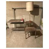 LAMP TABLE, SMALL STOOL, BED FRAME, ETC