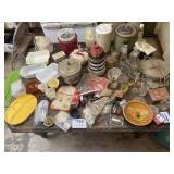 TABLE FULL, LIGHTHOUSE, PYREX, CROCK POT,